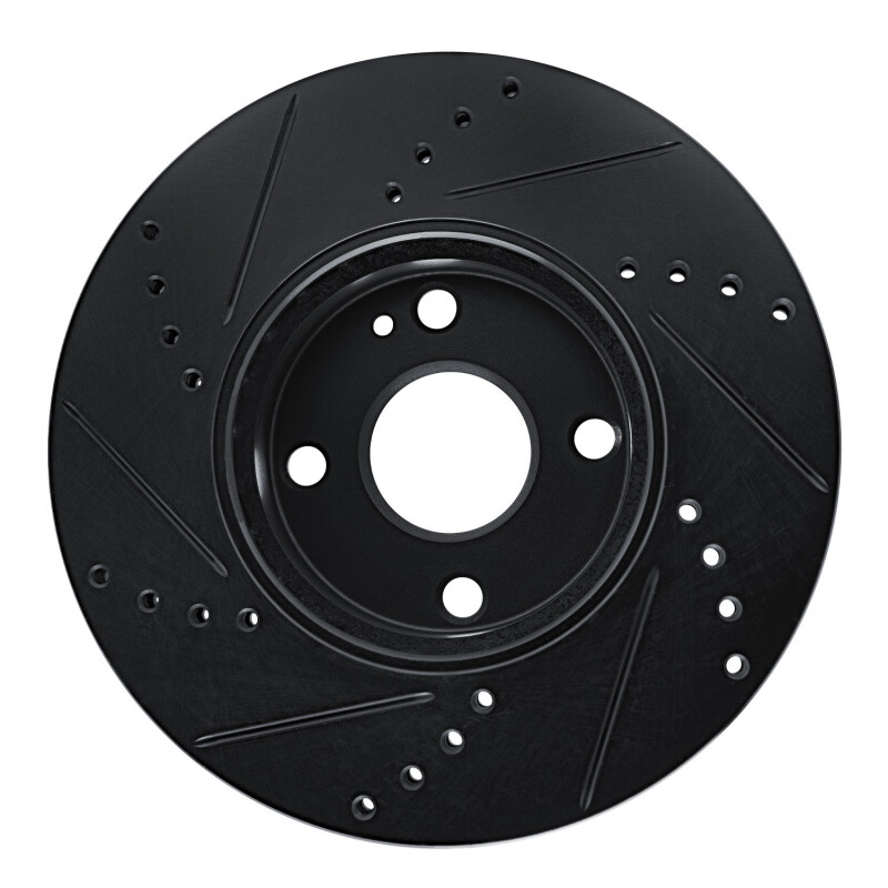 Mazda 2 Brake Rotor (1) - Front Right - R1 Concepts - Drilled & Slotted - Black - `16-`25